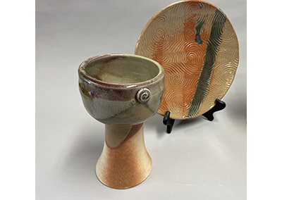 Wood fired Communion Chalice and Pedestal Paten